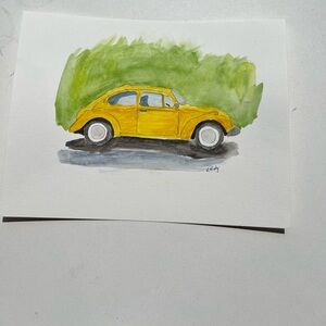Watercolor painting of a 1960’s VW Beetle